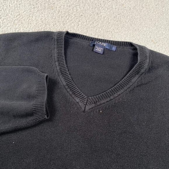 J. Crew V-Neck Sweater Pullover Men's Large Black 100% Cotton - Picture 1 of 7